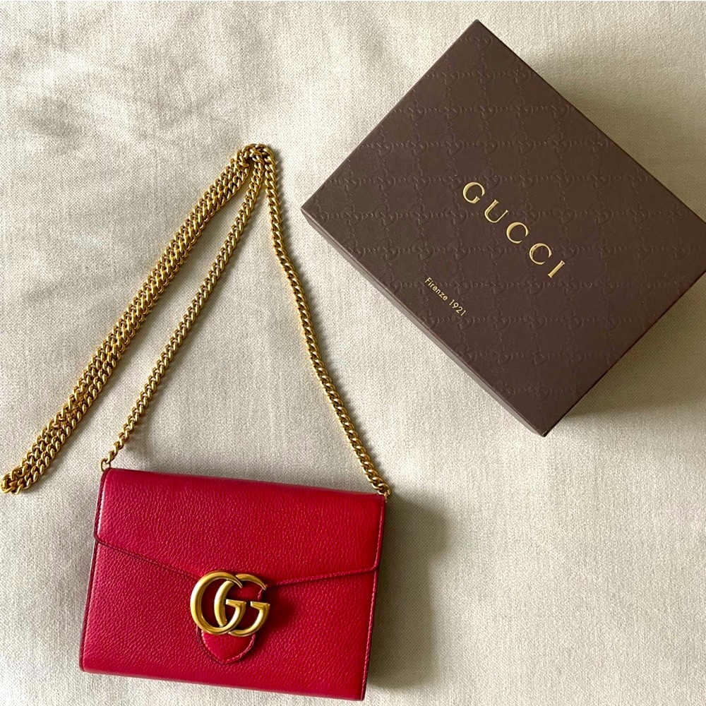 ❤️GUCCI❤️GG Marmont Leather Chain Crossbody Shoulder Bag